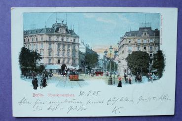 Ansichtskarte AK Berlin 1905 Potsdamerplatz Hotel Straßenbbahn Laternen Ortsansicht Architektur
